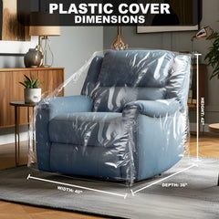 Besti plastic recliner armchair cover side view showcases clear, furniture-friendly protection.