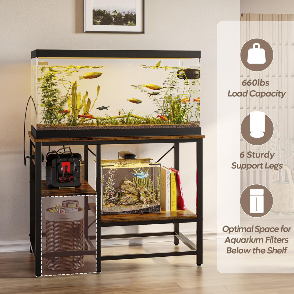 Bestier heavy-duty six-leg frame conveys stability and weight capacity for large tanks