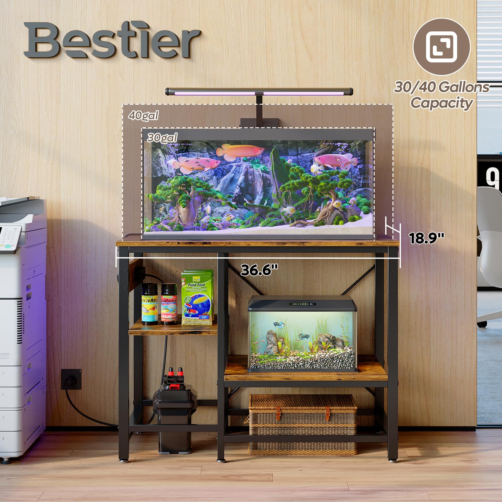Bestier six-leg stability design ensures sturdy setup for aquarium and reptile equipment