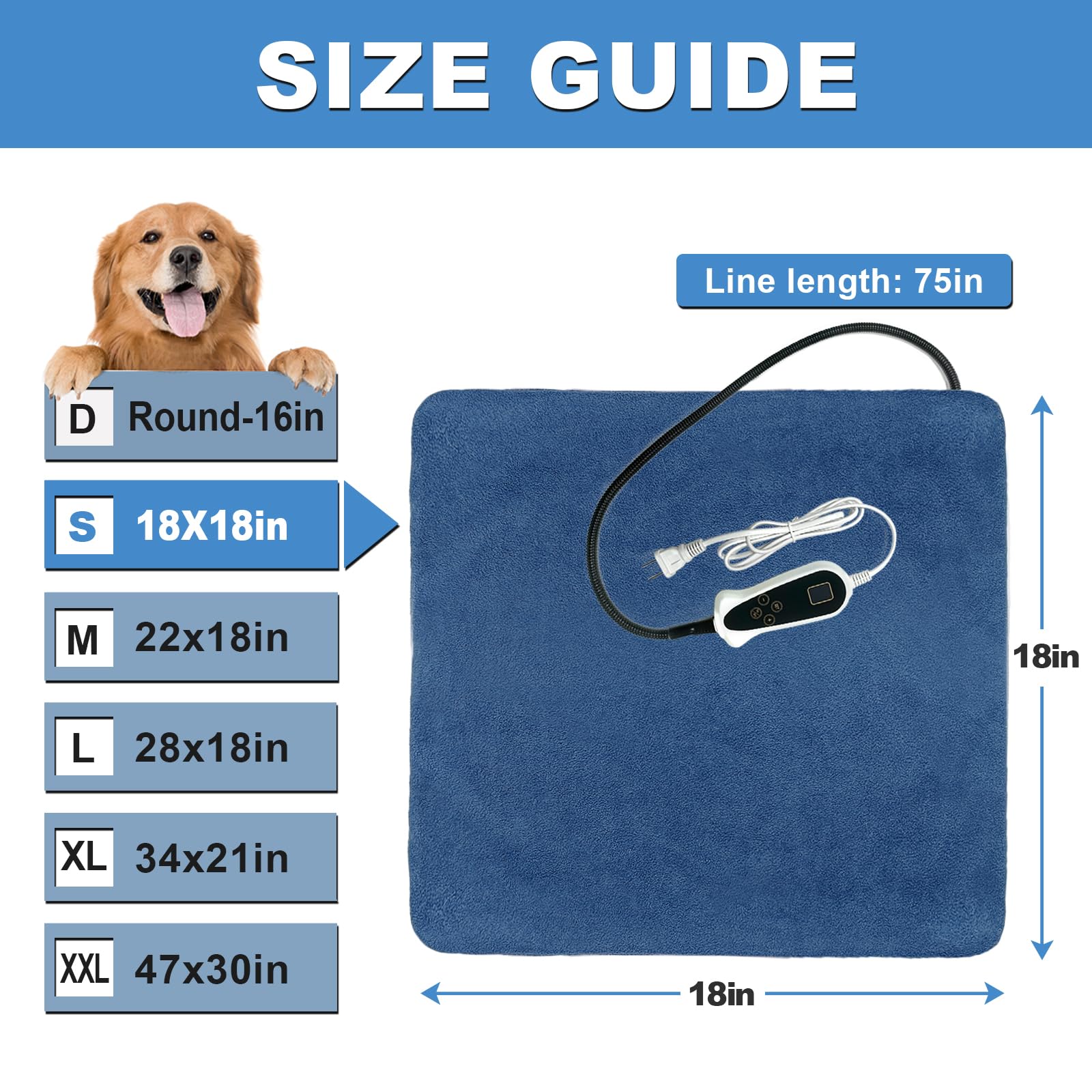 Bestio heating pad LCD switch shows temperature and timer for easy control.