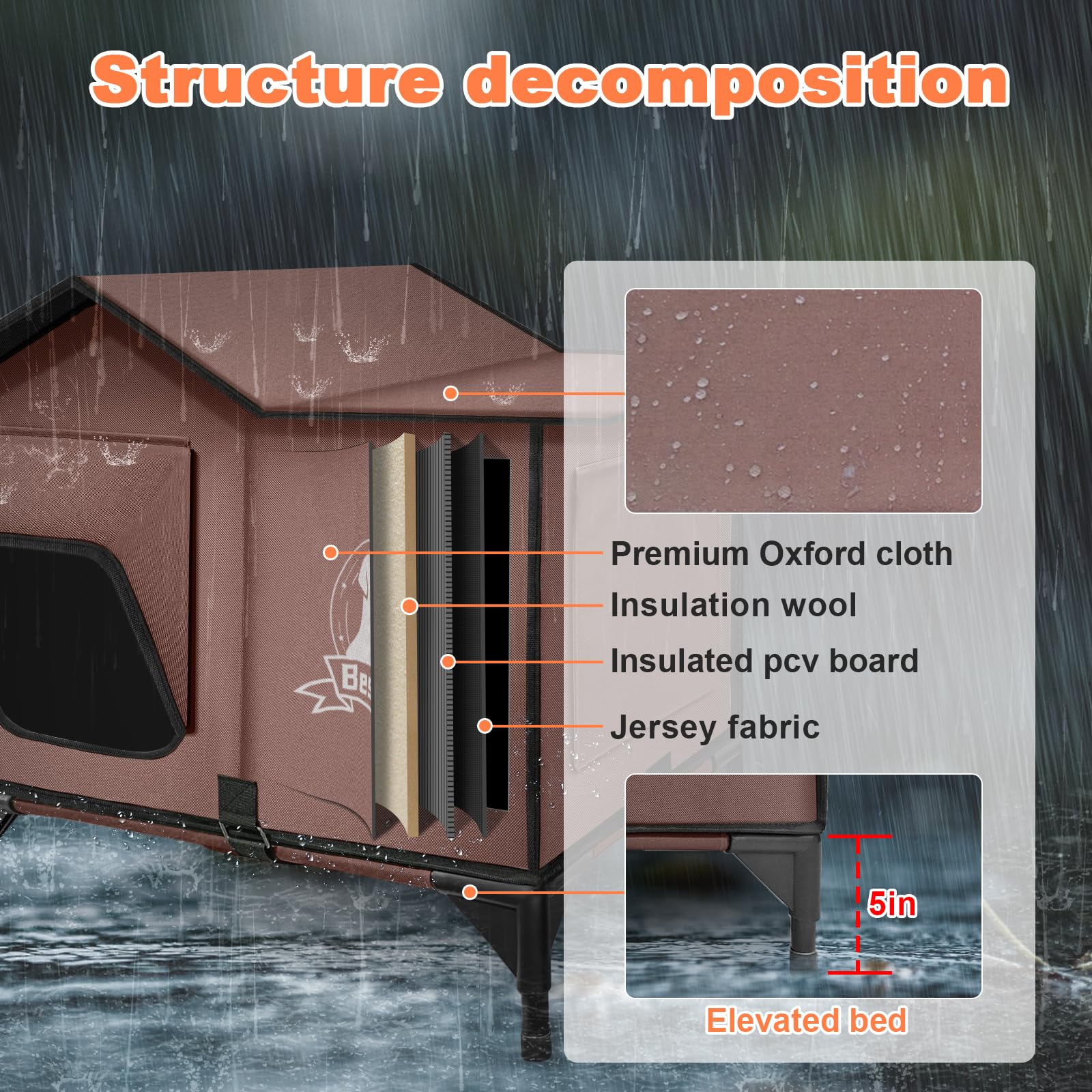 Bestio large heated cat house outdoor elevated-base highlights dry shelter in all weather