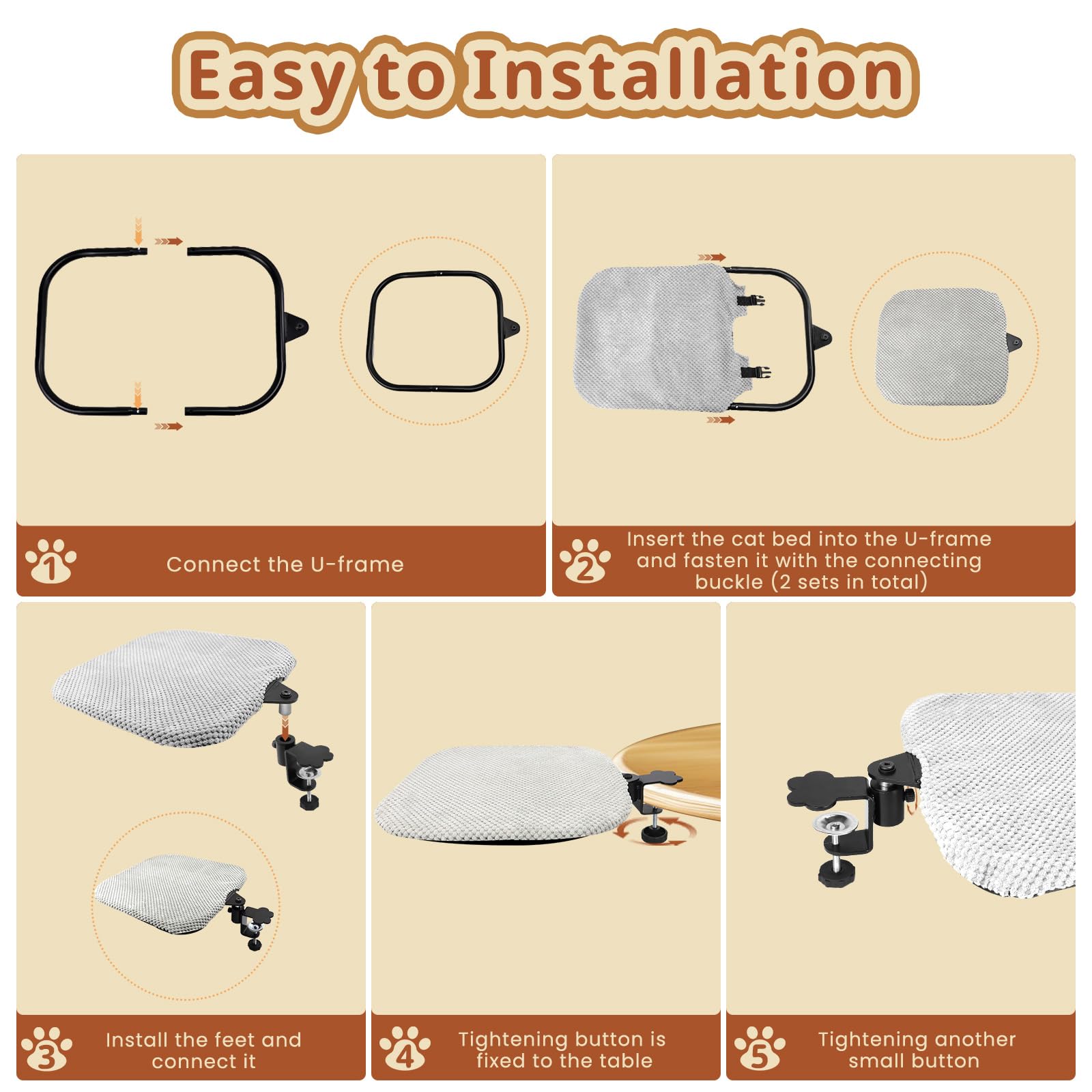 BESTISAN durable-cat-bed-30-lbs ensures stability on desks and tables