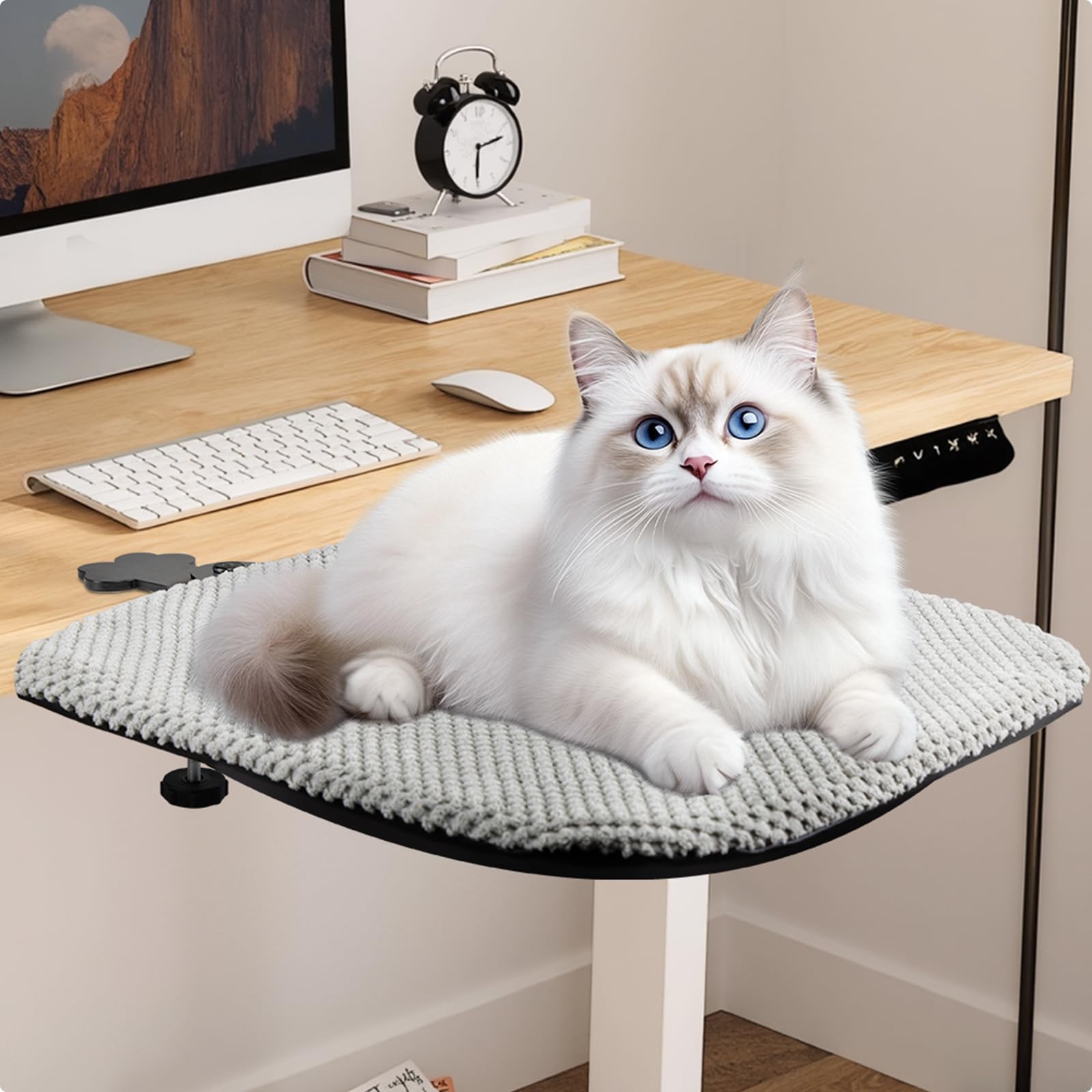BESTISAN durable cat bed desk iron-frame for stable lounging up to 30 lbs
