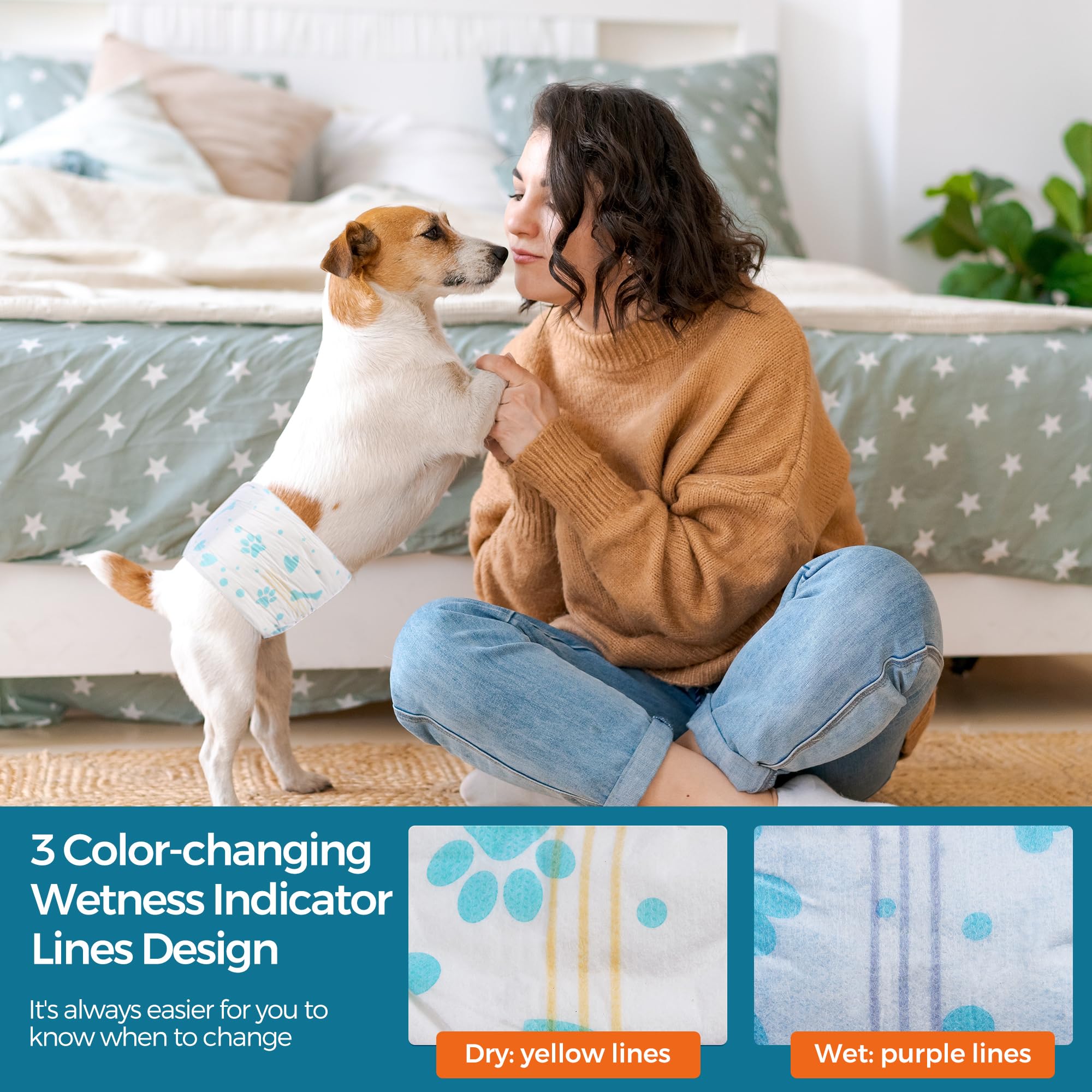 Bestle Male Dog Wrap absorbent core traps moisture for dry fur and skin.