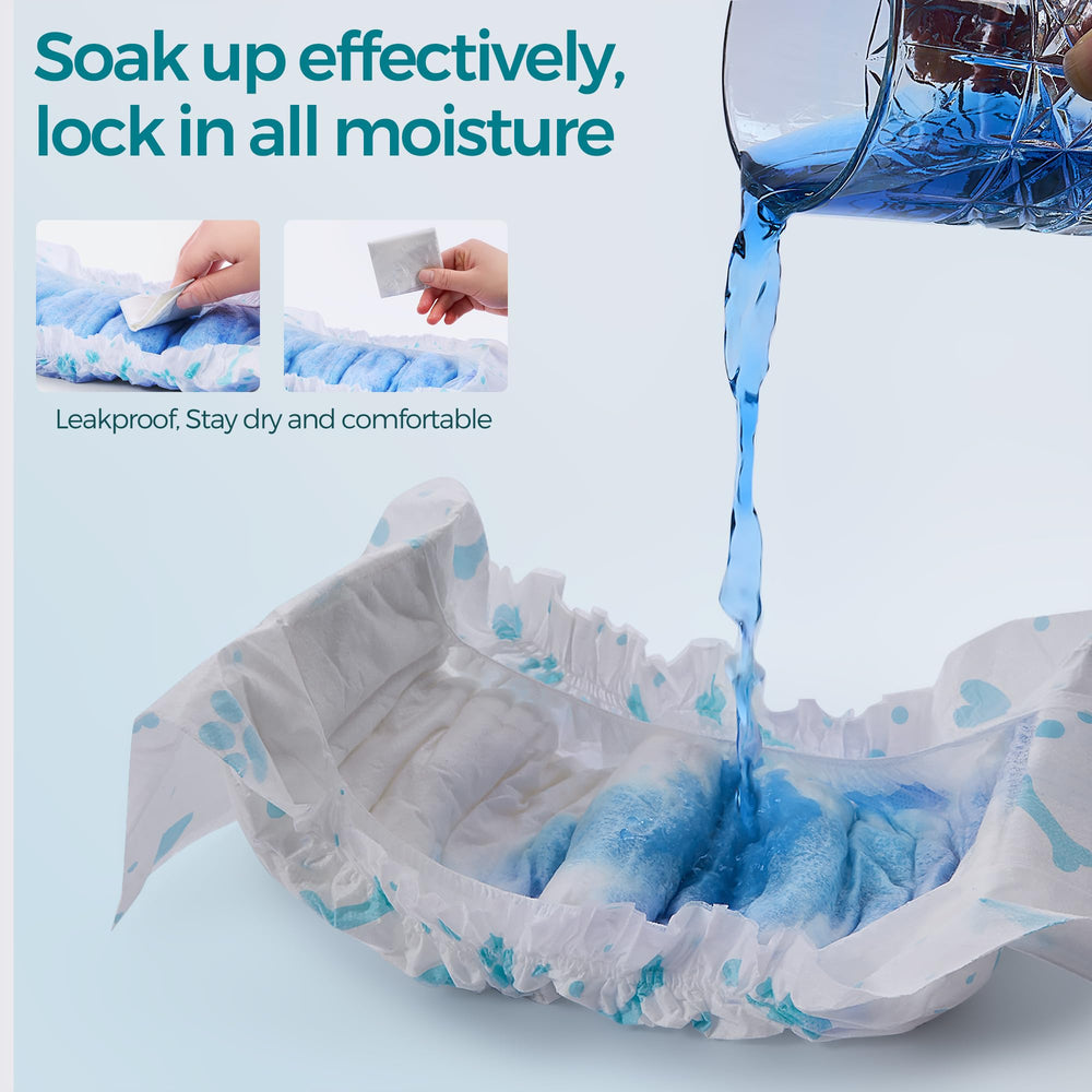 Bestle Male Dog Wrap back panel illustrates leak-proof protection for home surfaces.