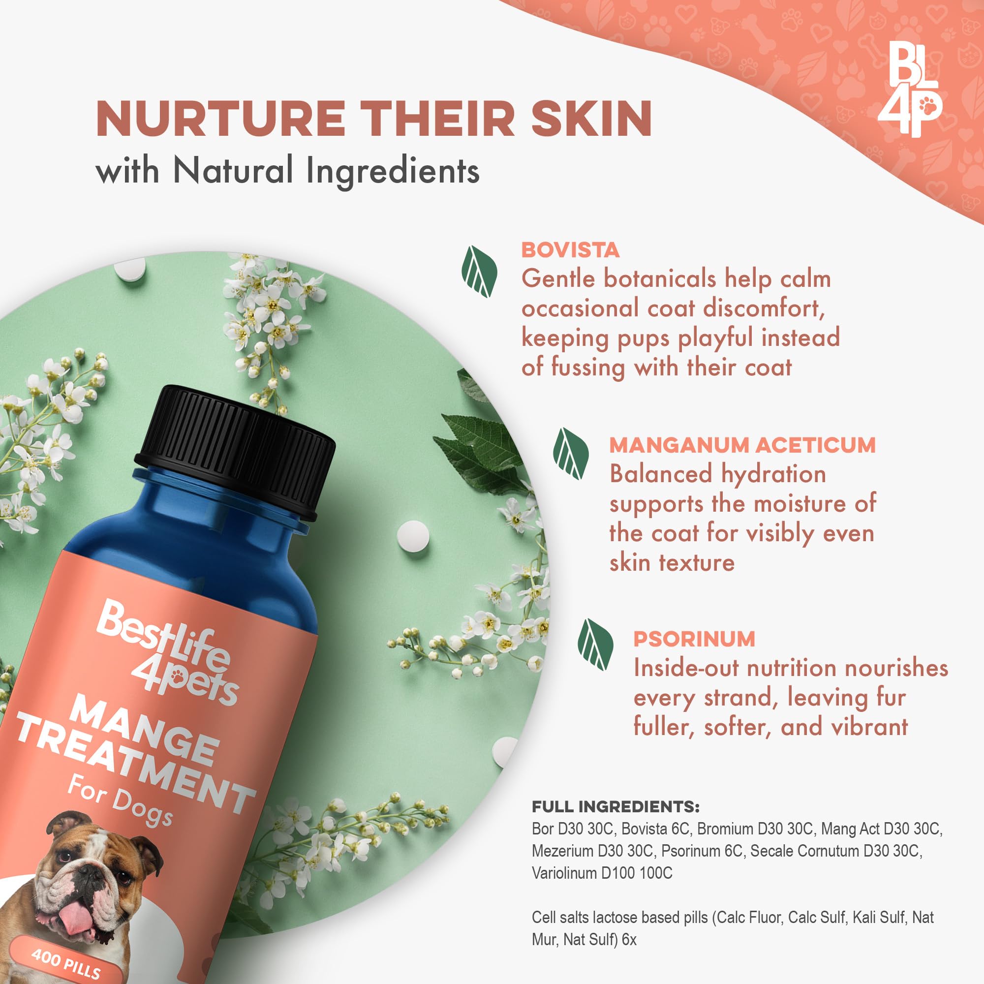 BestLife4Pets puppy-friendly-formulation bottle scene highlights mild natural ingredients.