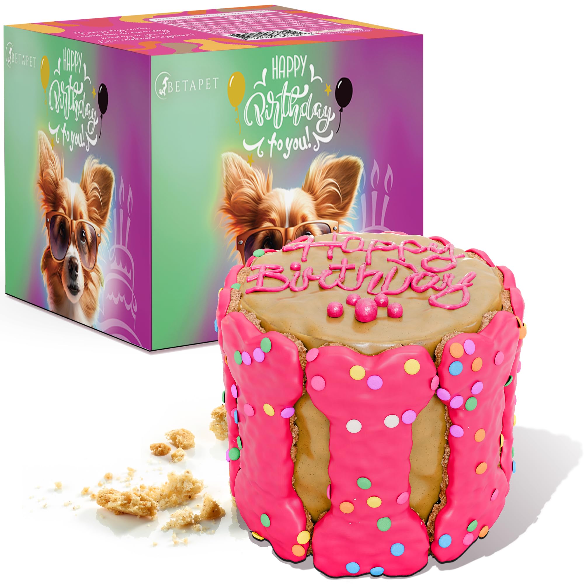 BETAPET dog birthday cake usa-bakery close-up illustrates USA-made quality and fresh preparation