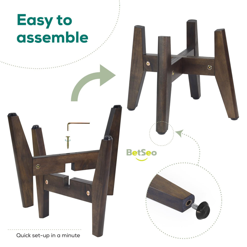 BETSEO 2Pack dog bowl stand adjustable width lock keeps bowls secure.