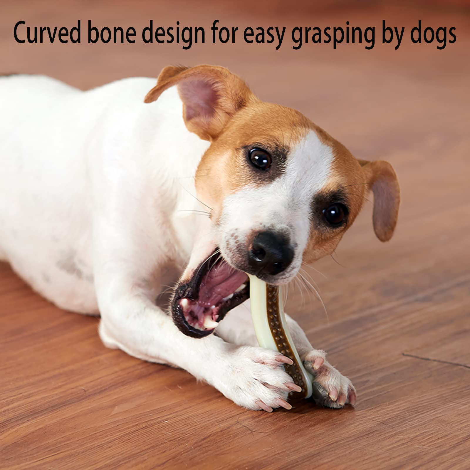 BETTEPROD Dog Chew Bones real beef flavor closeup evokes savory scent during chewing.