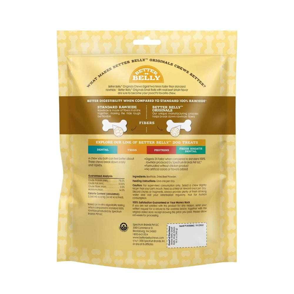 Better Belly Originals Small Rolls close-up reveals beef sirloin aroma and savory appeal.