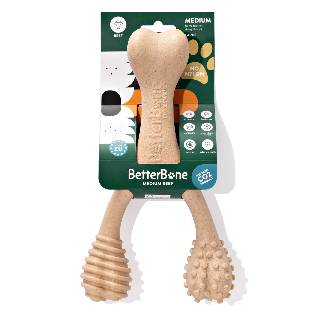 BetterBone medium-density chew with trident hold for durable, satisfying chews.