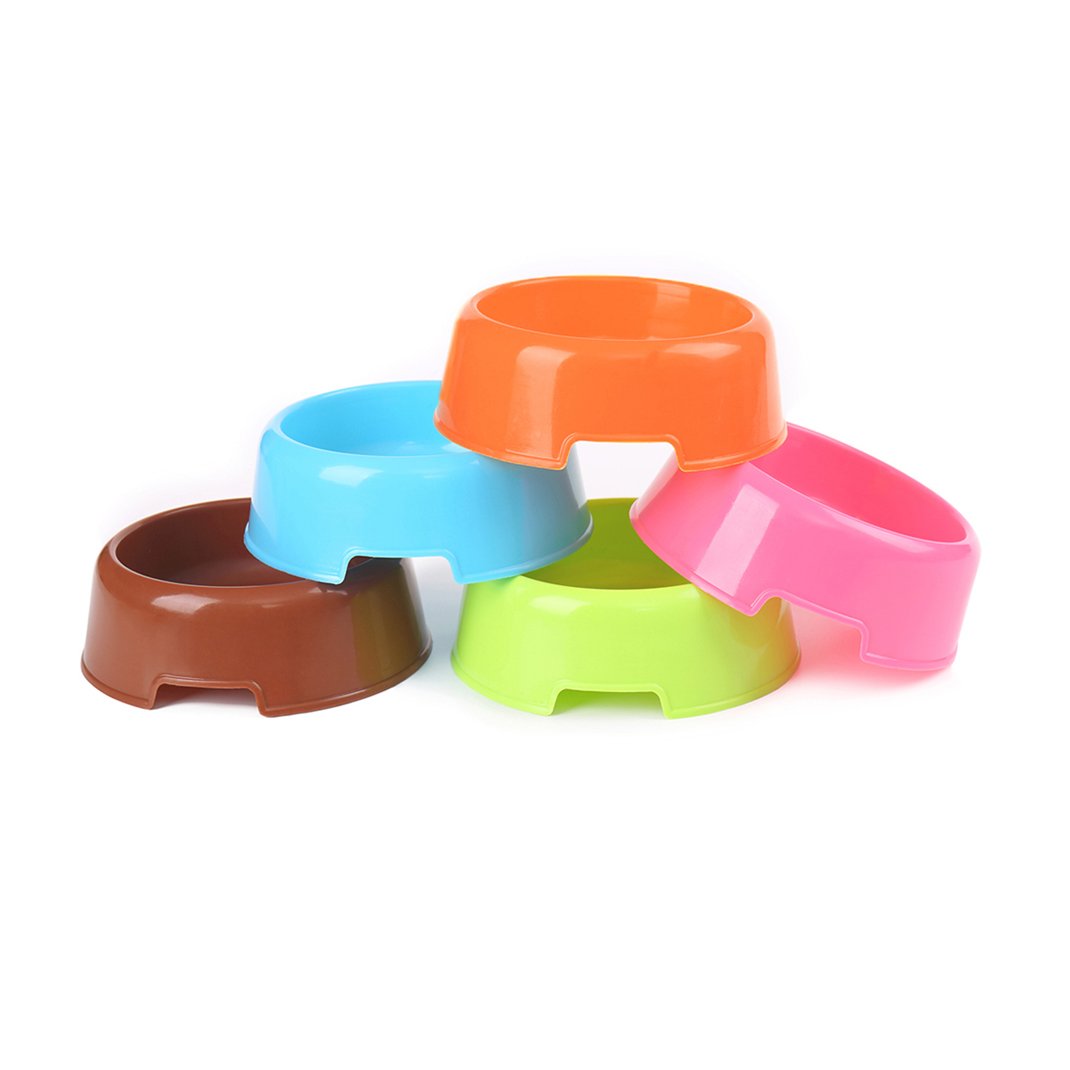 Bettli plastic candy-color pet bowl closeup shows sturdy lightweight feeding bowl