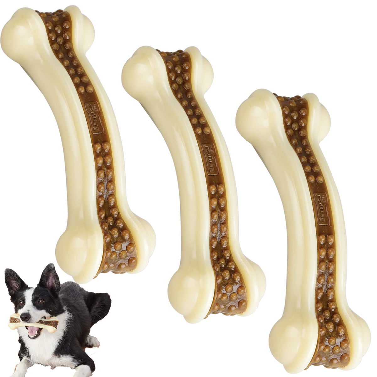BETTEPROD indestructible nylon dog chew toy for durable chewing and dental tartar control