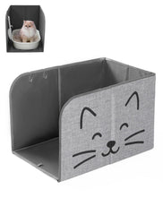 Beveetio open-top litter enclosure with three walls reducing splash while maintaining privacy.