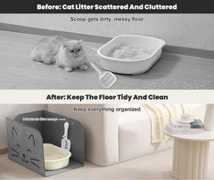 Beveetio splash guard with high walls protecting floors from spray and litter.