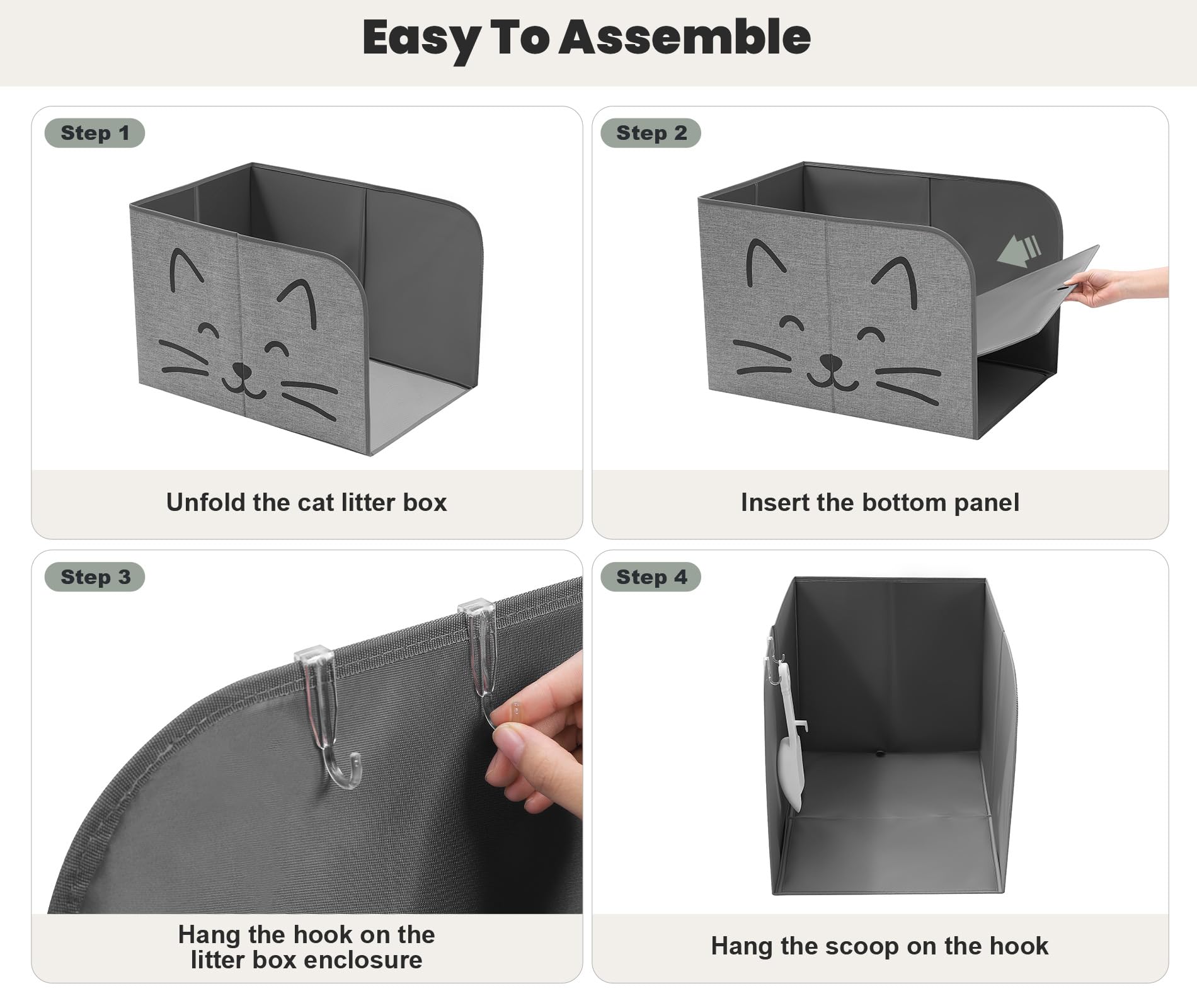 Beveetio two-scoop-hook design keeps litter scoop handy in the bathroom.