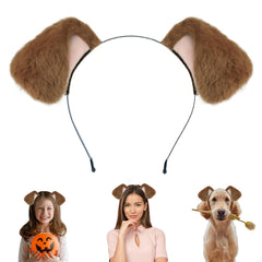 Beviliu dog ears headband golden retriever closeup shows soft fabric for cosplay