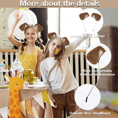 Beviliu dog ears headband worn in model side view for playful costume option