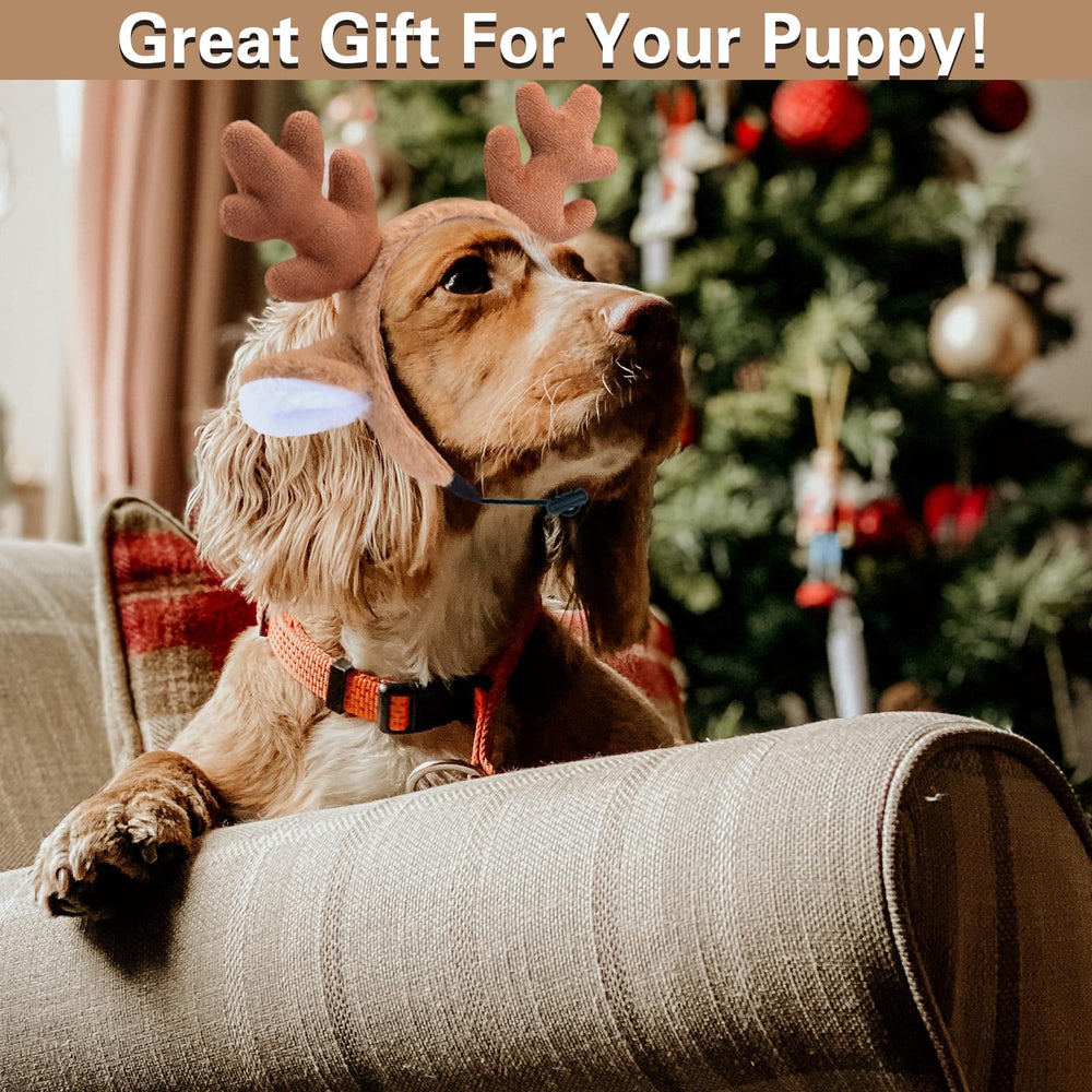 Beviliu dog reindeer headband holiday-scene perfect for party photos