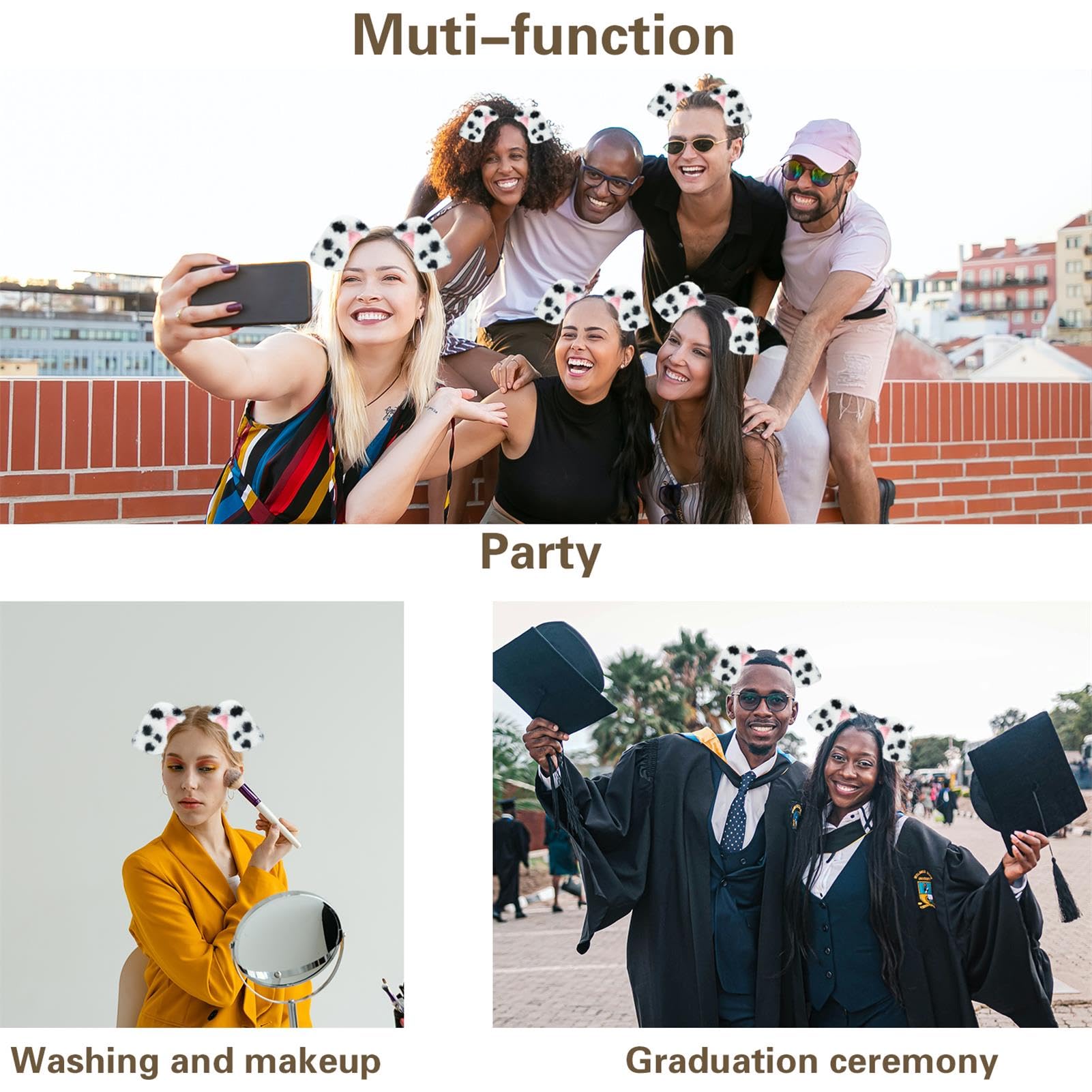 Beviliu movable-ears design on headband allows adjustable positioning for many outfits.
