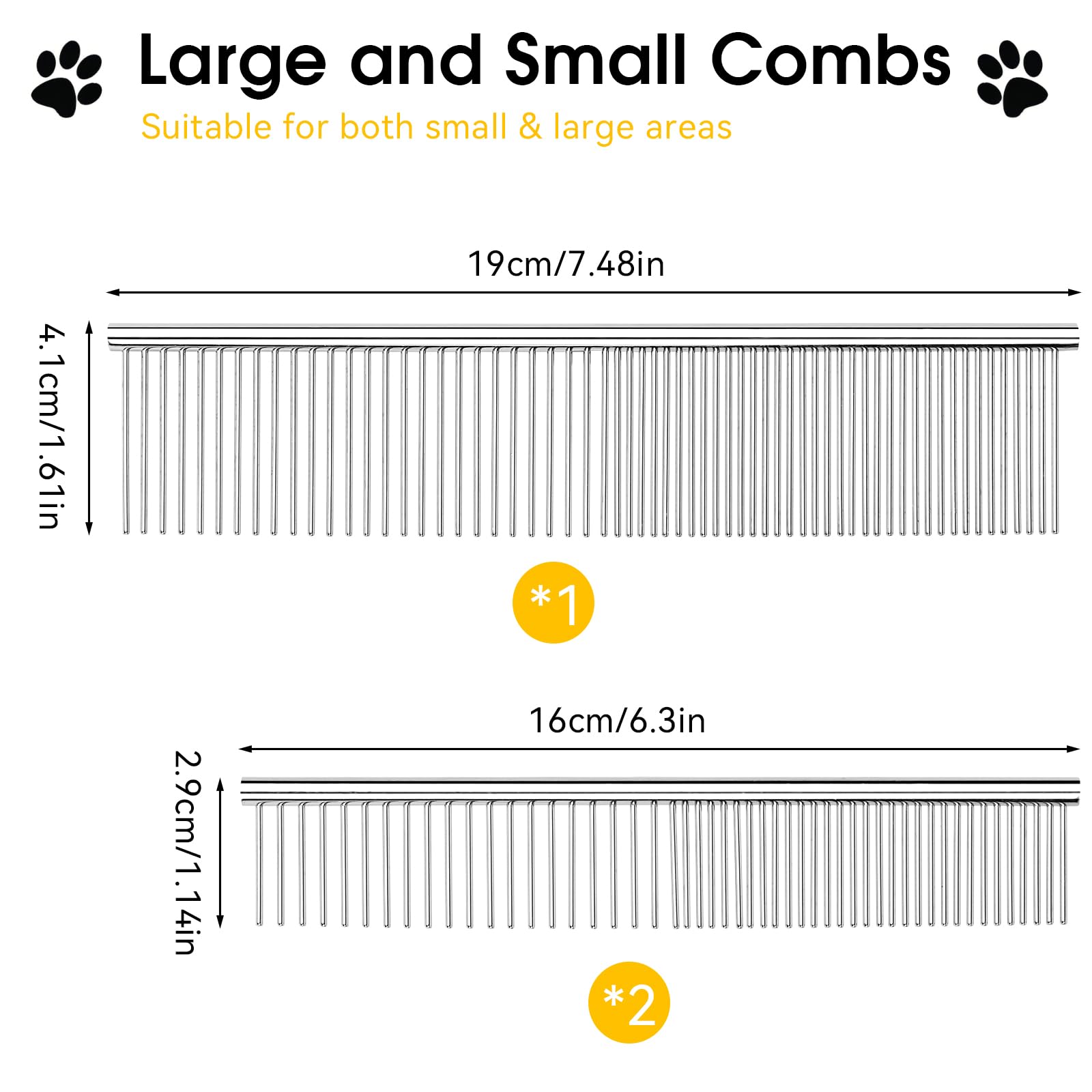 BEVTEE dog combs 3pc set small comb with narrow teeth around eyes