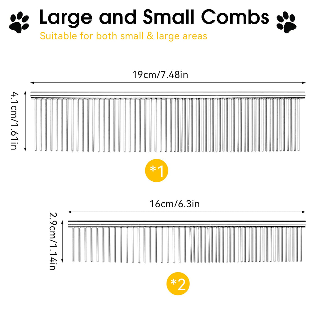 BEVTEE dog combs 3pc set small comb with narrow teeth around eyes