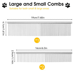 BEVTEE dog combs 3pc set small comb with narrow teeth around eyes