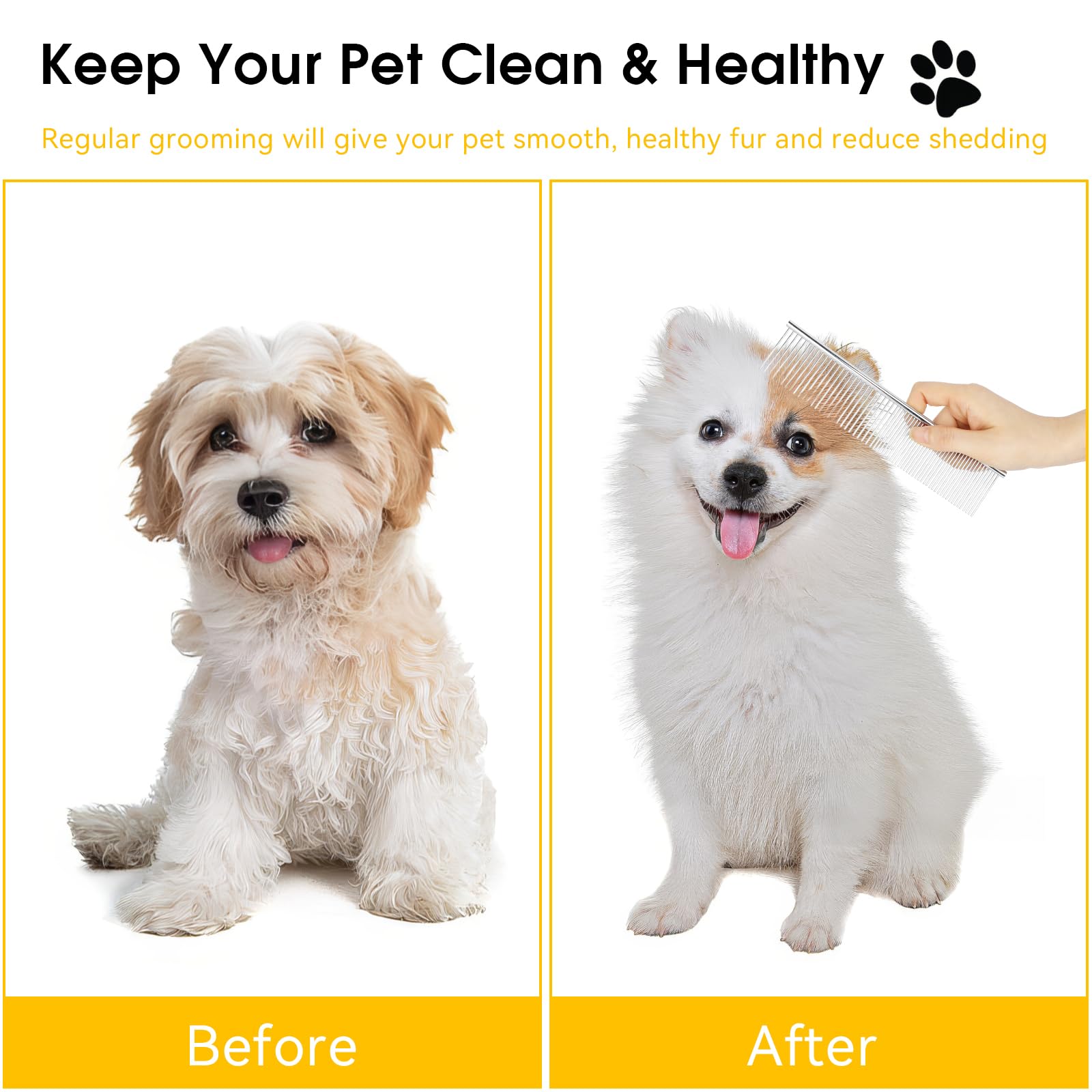 BEVTEE grooming set in use on a dog for detangling