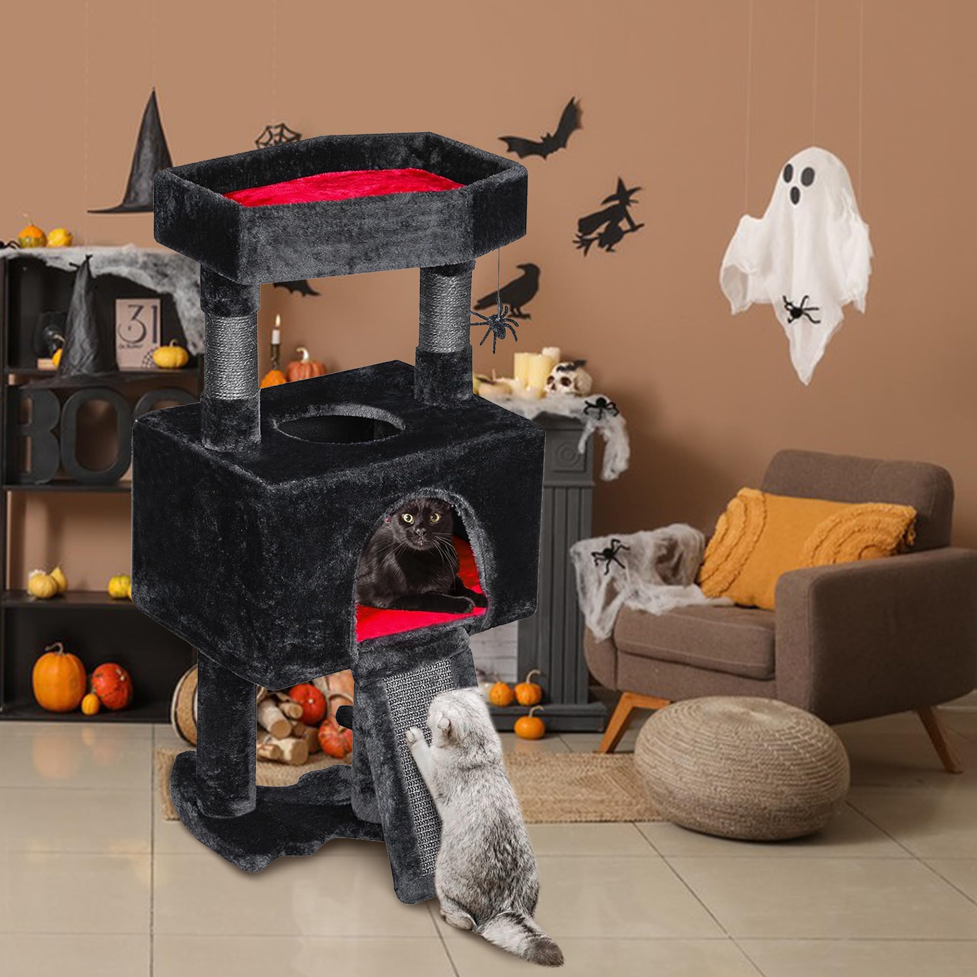 BEWISHOME cat condo with perch provides a private resting spot