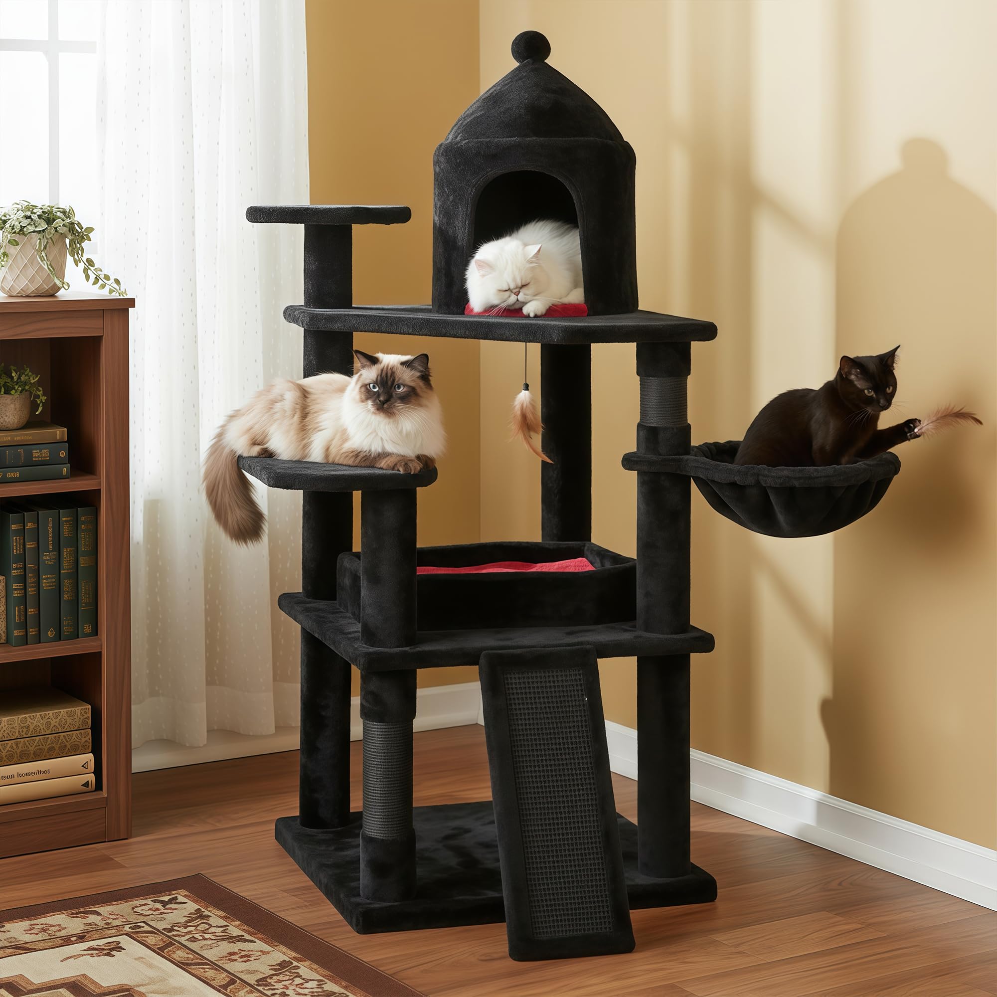 BEWISHOME 360° observation platform invites curious cats to survey surroundings.