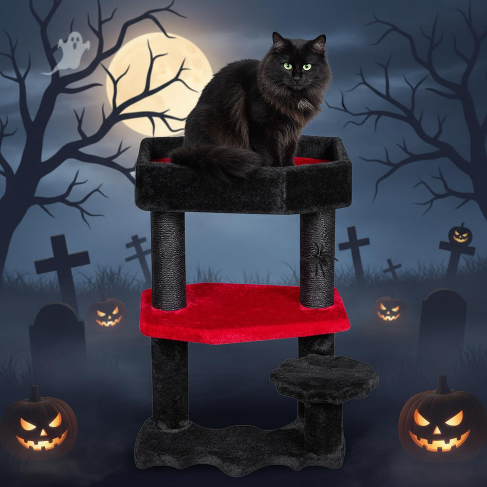 BEWISHOME Cat Tree Tower bat base adds dramatic silhouette and sturdy stability for daily jumping