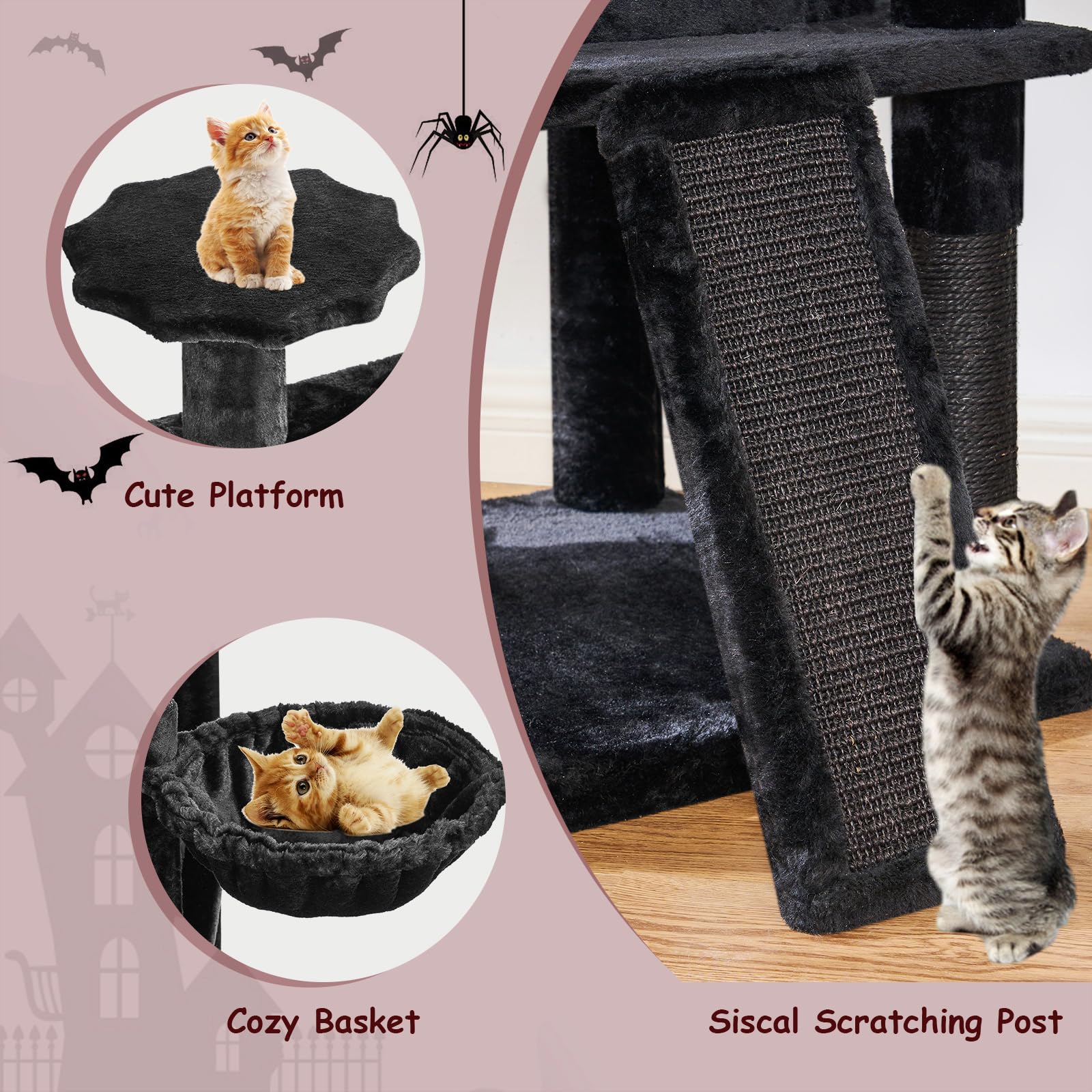 BEWISHOME cat house and multi-level loft support friendly play.