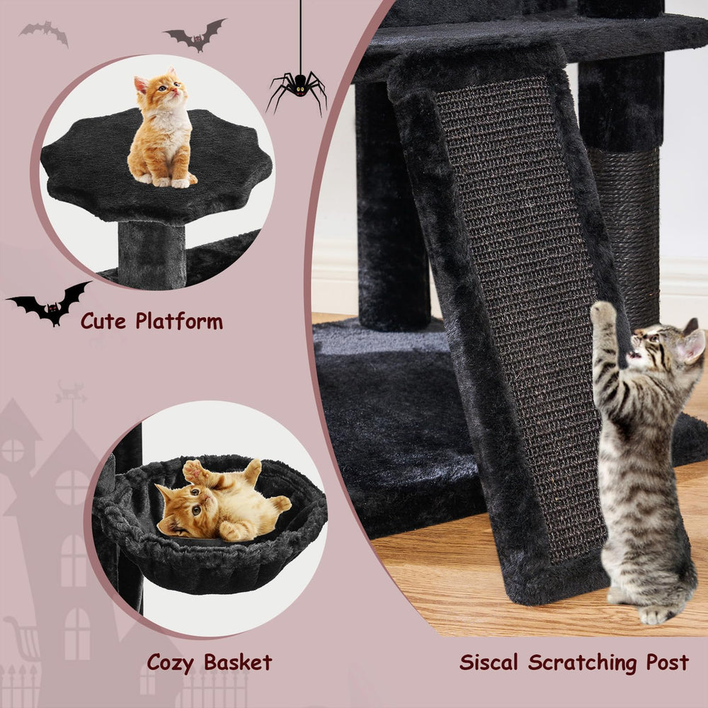 BEWISHOME cat house and multi-level loft support friendly play.