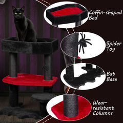 BEWISHOME Cat Tree coffin platform provides a plush resting spot with easy-clean detachable pad