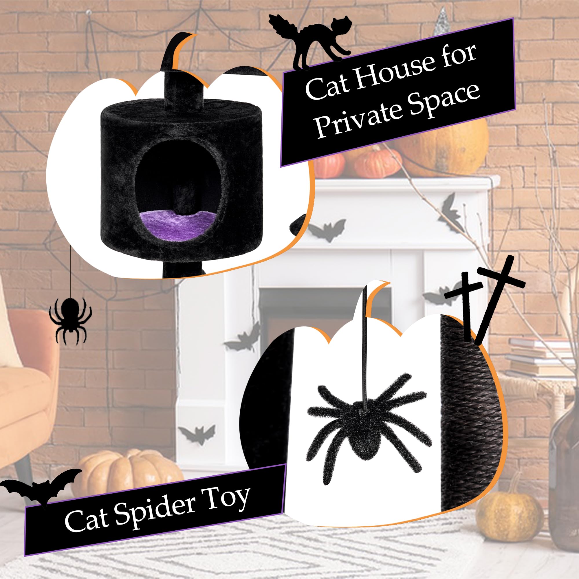 BEWISHOME Gothic Cat Tree black and violet color scheme enhances room ambience