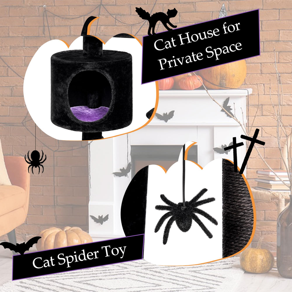 BEWISHOME Gothic Cat Tree black and violet color scheme enhances room ambience