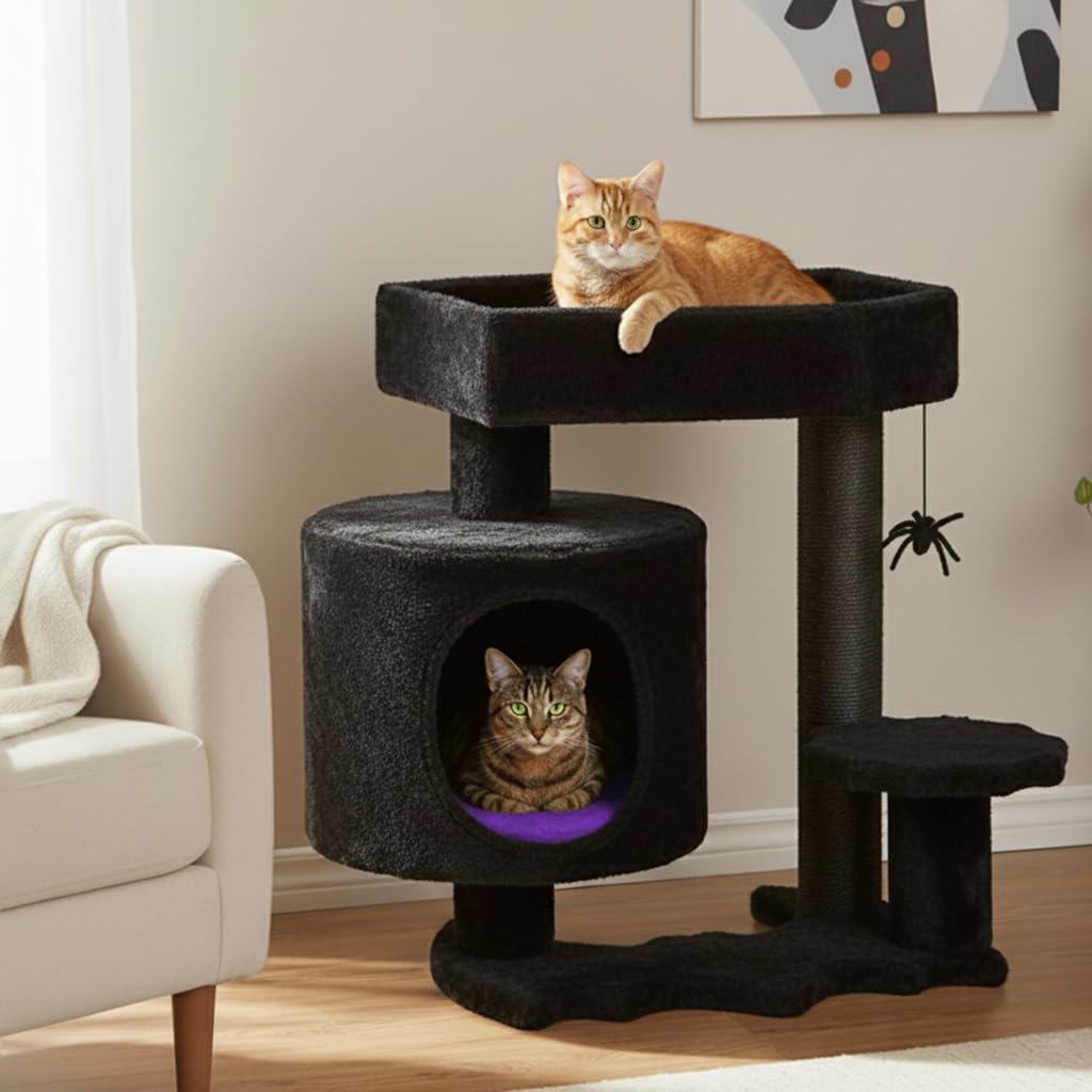 BEWISHOME Gothic Cat Tree shelves private resting place design for kittens