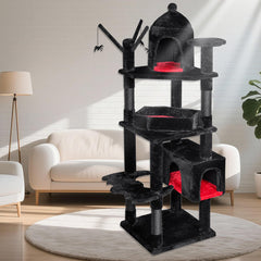 BEWISHOME cat tree with sisal posts satisfies scratching during playtime