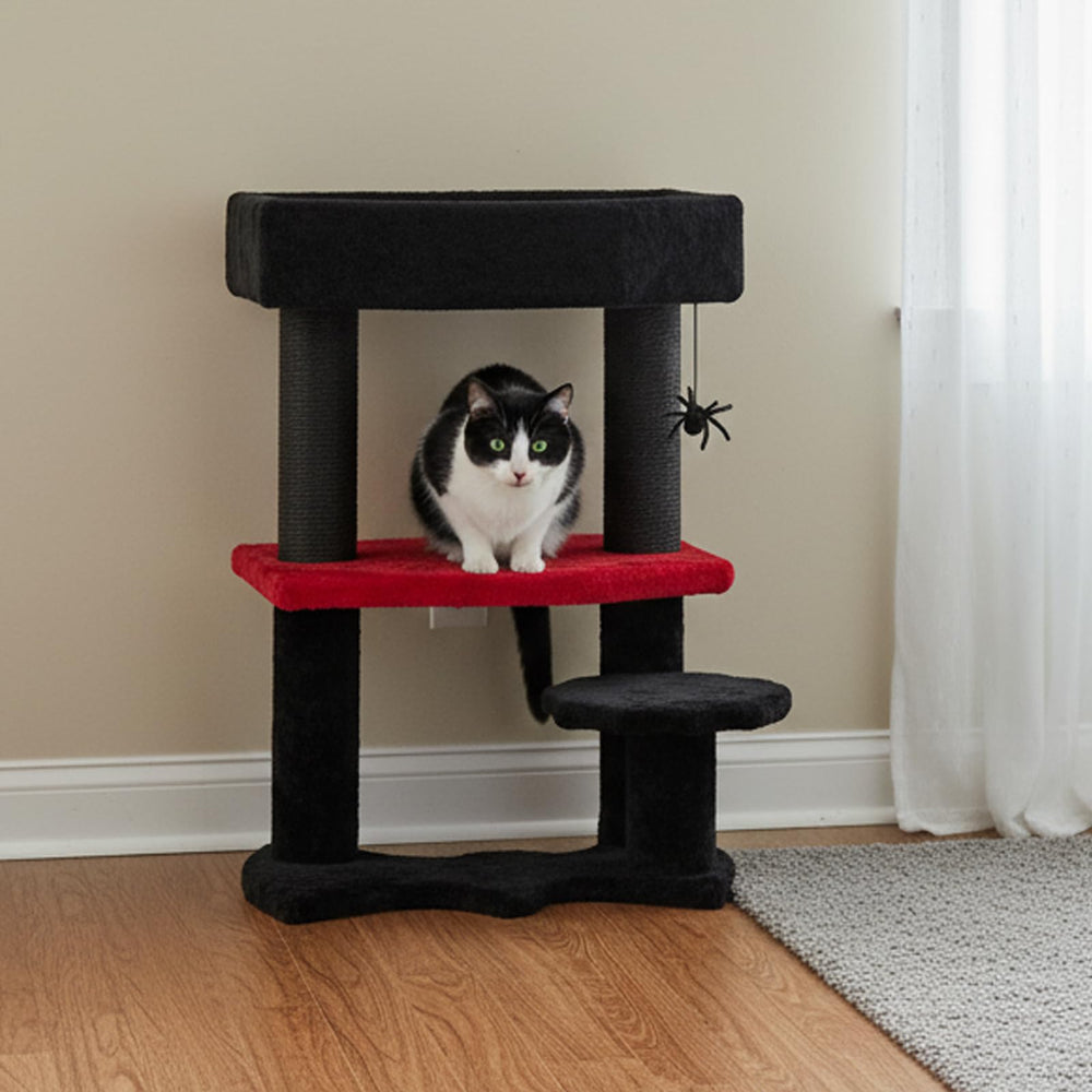 BEWISHOME Cat Tree size 165l-244h fits compact spaces while offering height and perch variety