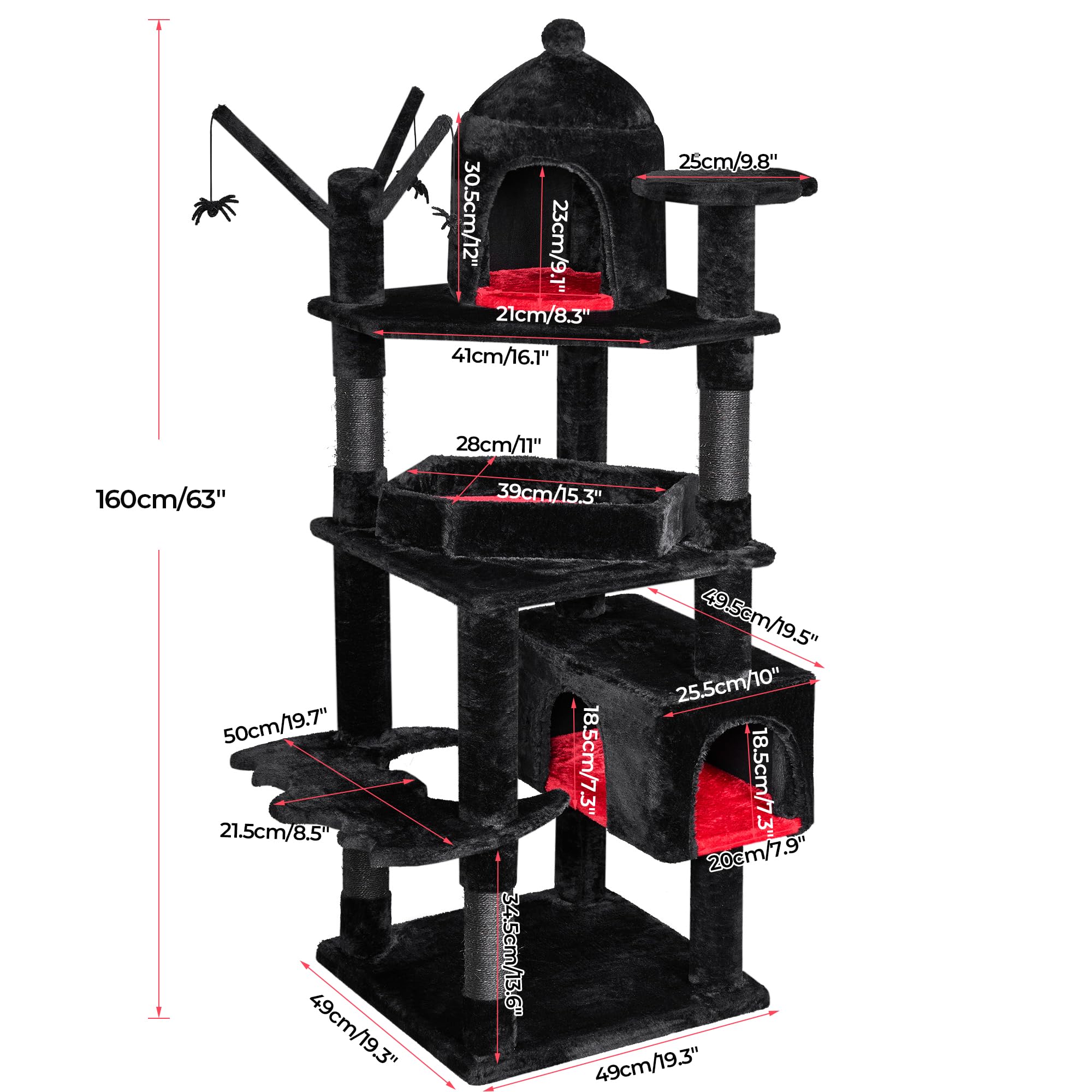 BEWISHOME tall cat condo supports multi-cat play up to four to six cats
