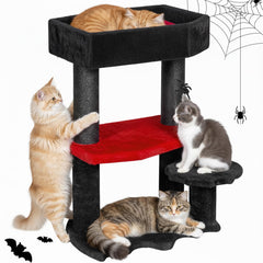 BEWISHOME Cat Tree Tower coffin bed shows a cozy resting nook with gothic flair for indoor cats