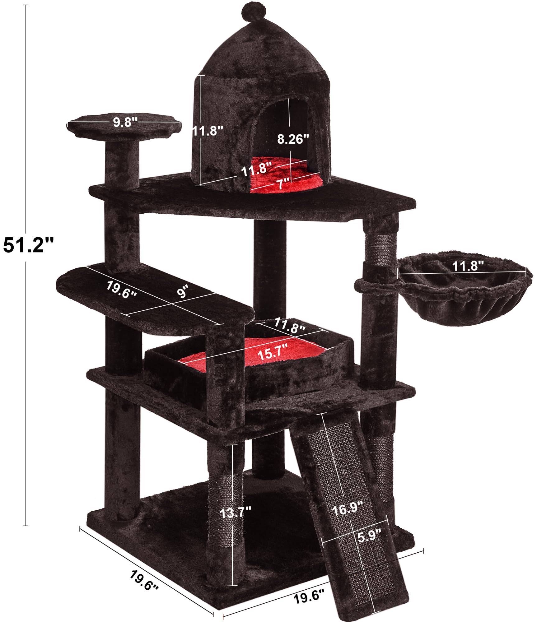 BEWISHOME gothic black-red finish enhances room decor and cat enrichment.