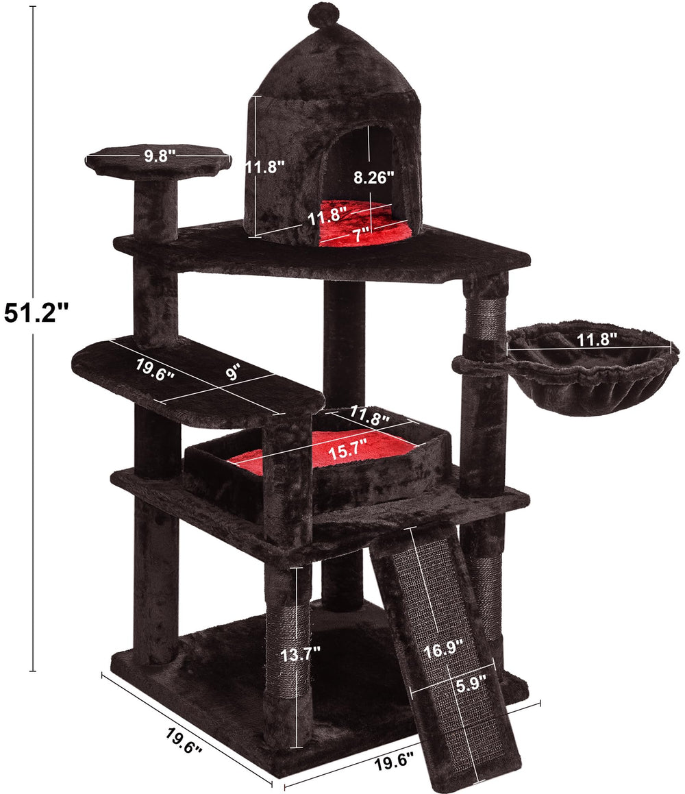 BEWISHOME gothic black-red finish enhances room decor and cat enrichment.