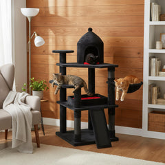 BEWISHOME coffin bed close-up highlights luxurious resting throne for cats.