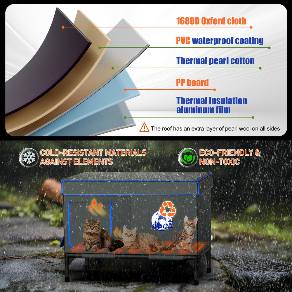 Bexmder all-weather shelter elevates five inches to stay dry.