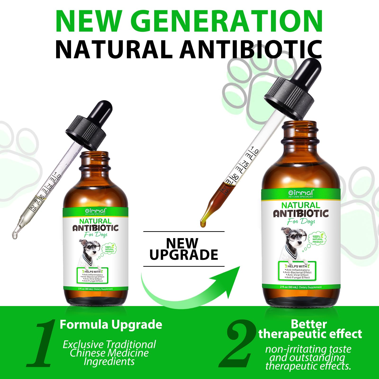 Beyxdu dog antibiotics package-back portrays product benefits and usage notes.
