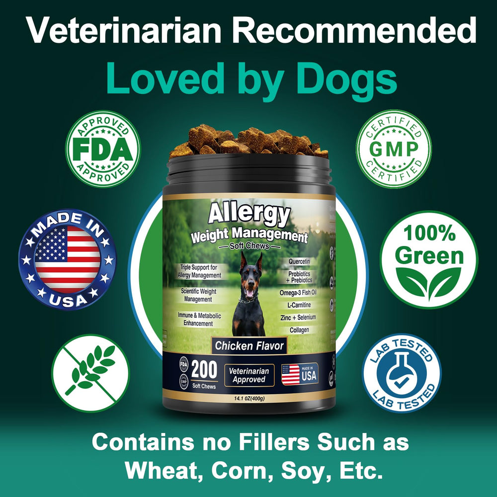 BFDEREN treat-textured chews with dog and paw graphics implying itch relief potential.
