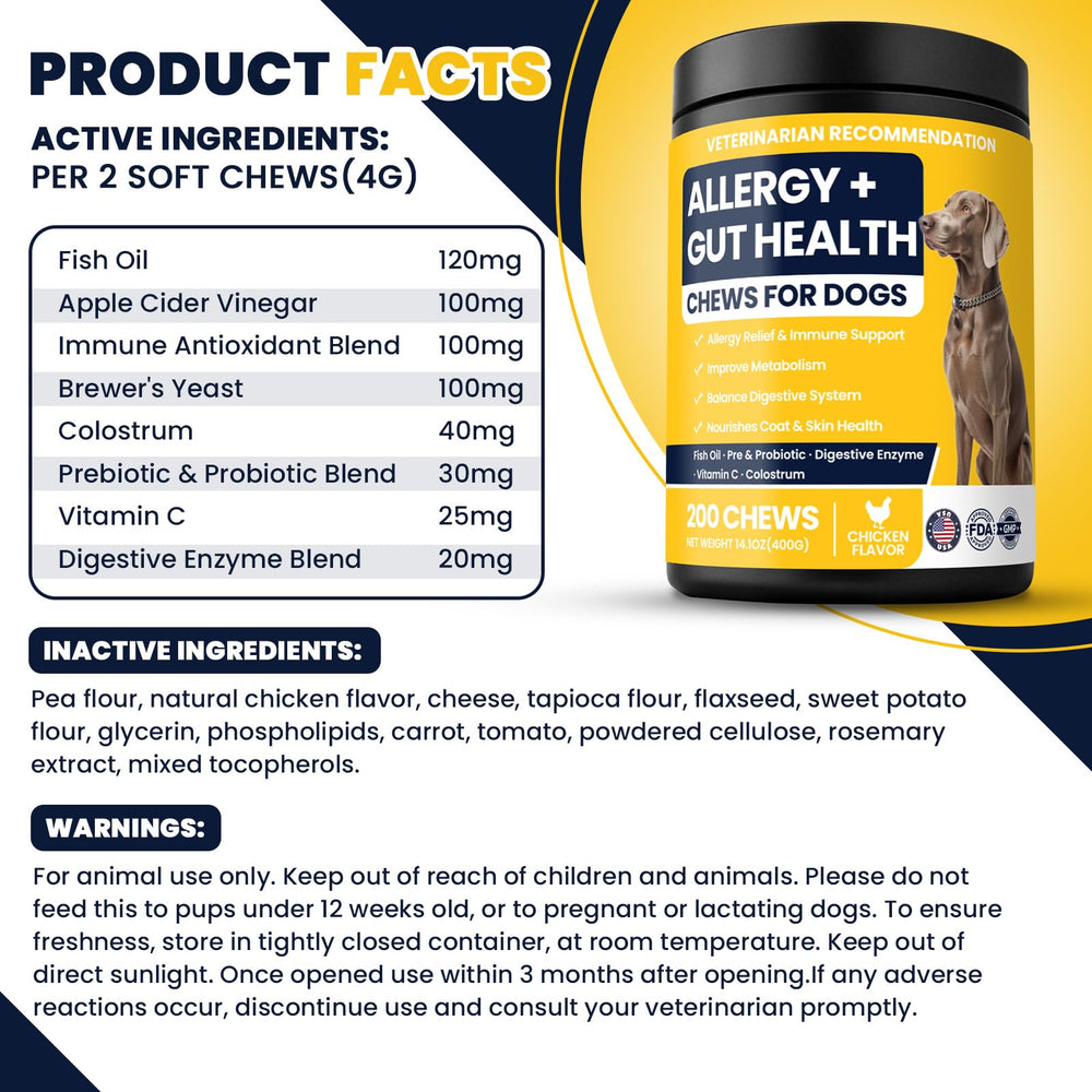 BFDEREN Pack of 200 dog probiotic chews communicates long-term daily support