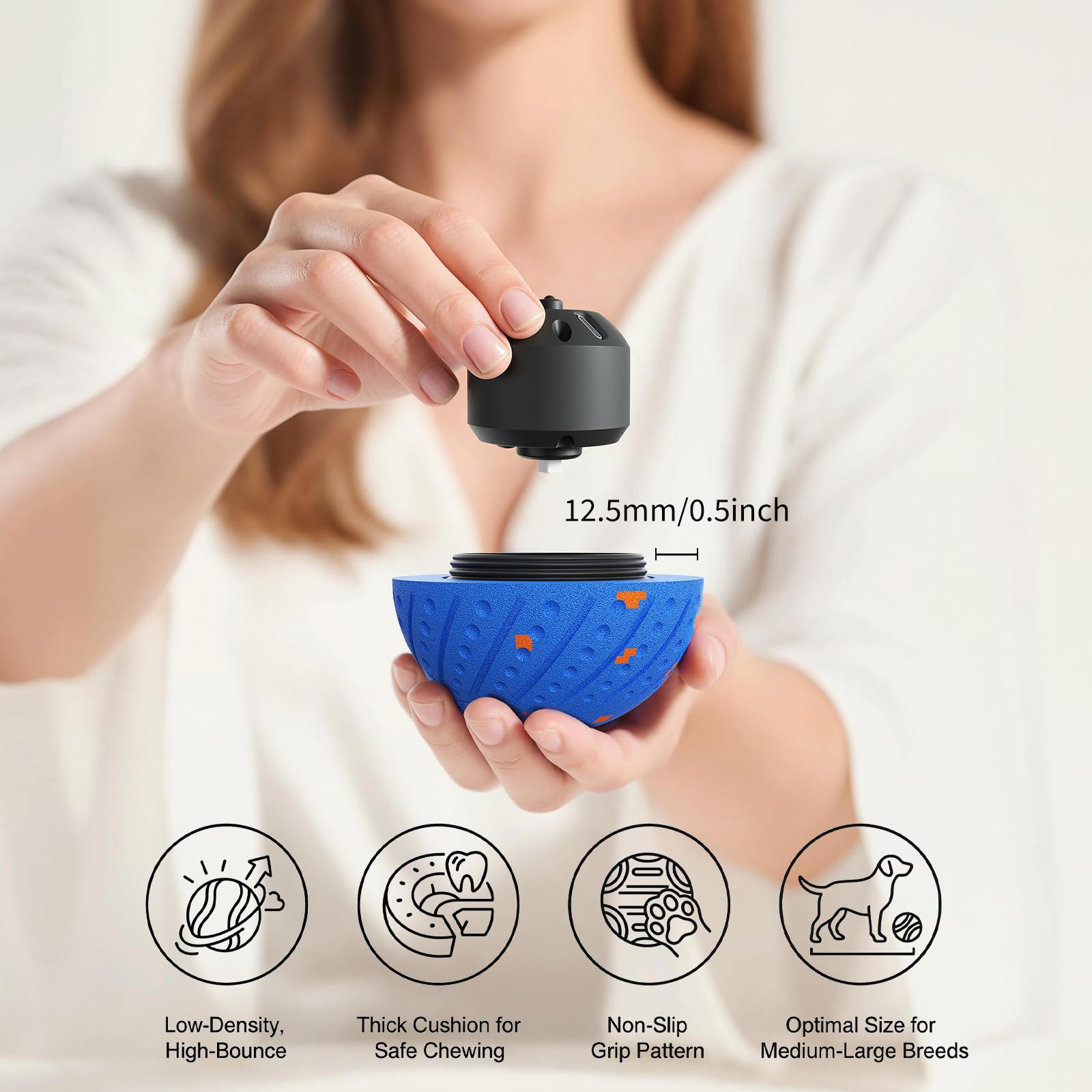 BFFWOW ball features chew-resistant E-TPU protecting teeth during play