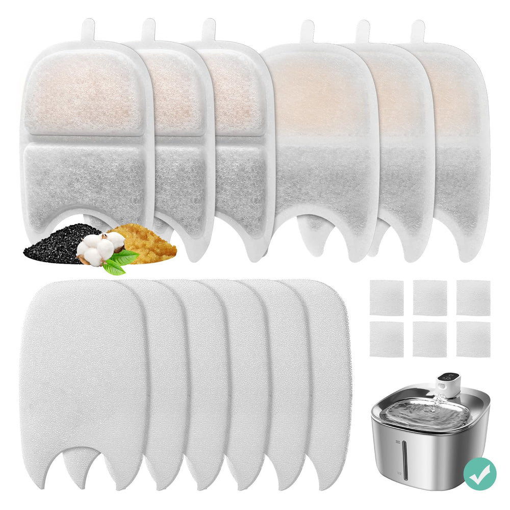 BFLICROY cat fountain filters close-up showing 135oz compatibility for clean pet water